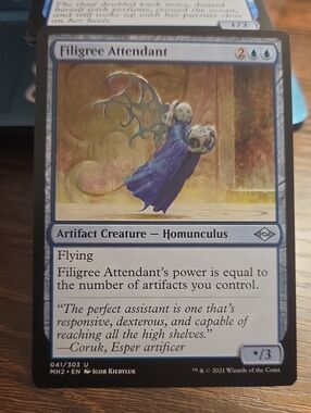 Filigree Attendant MTG Card - Blue Homunculus